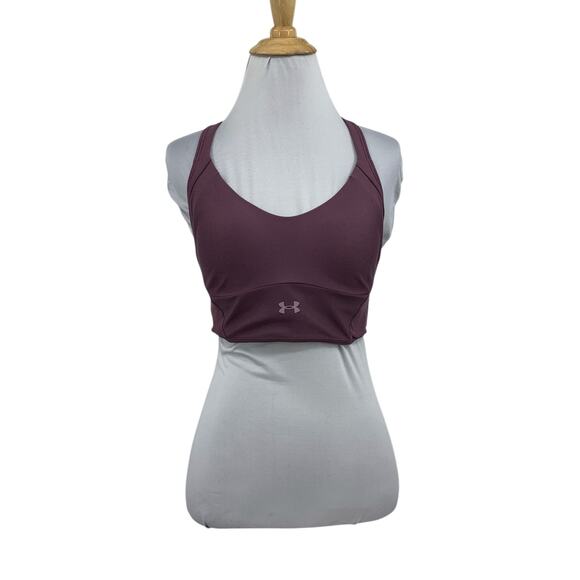 Under Armour Sports Bra Womens M Medium Mauve Infinity Fitted Heatgear Longline - Picture 1 of 13